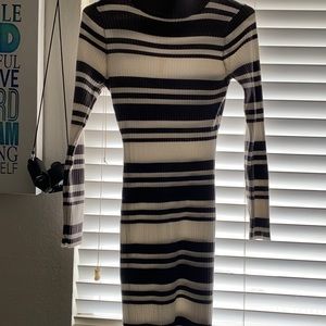 Grey and white sweater dress